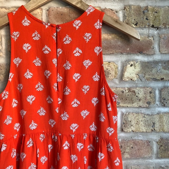 Old Navy Orange Swing Dress with White Floral Pattern - Picture 6 of 8